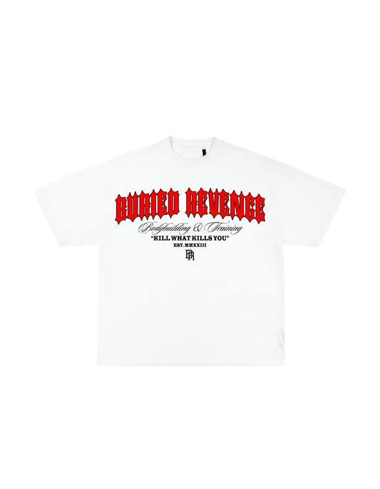 IRON FAMILY TEE - WHITE/RED